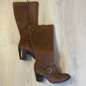 Born Brown Heeled Boots with Buckle